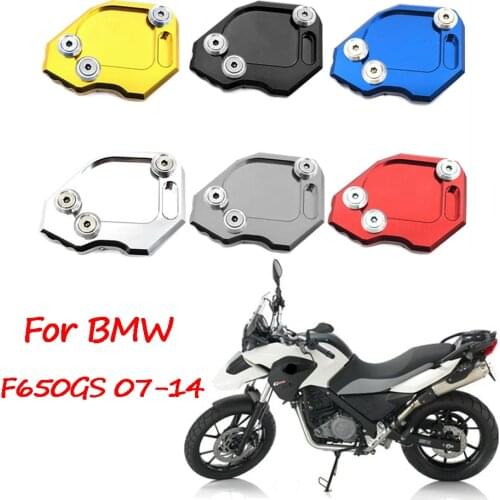 Motorcycle CNC Aluminum Kickstand Foot Side Stand Extension Enlarge Pad Support Plate For BMW F650GS F650 GS 2007-2014