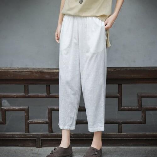Women Loose Solid Color Elastic Waist Pants Ladies Loose Trousers 2020 Summer Pants