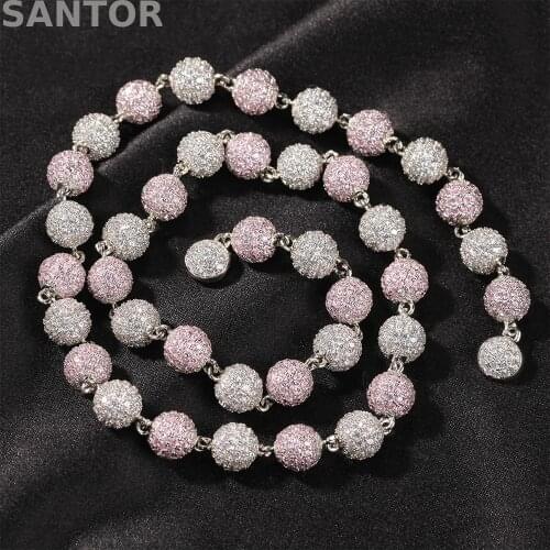 Hip Hop Bead Chain Personalized Copper Inlaid Zircon Gold Plated Ice Out Necklace Mens Necklace Ins Style Fashion Jewelry