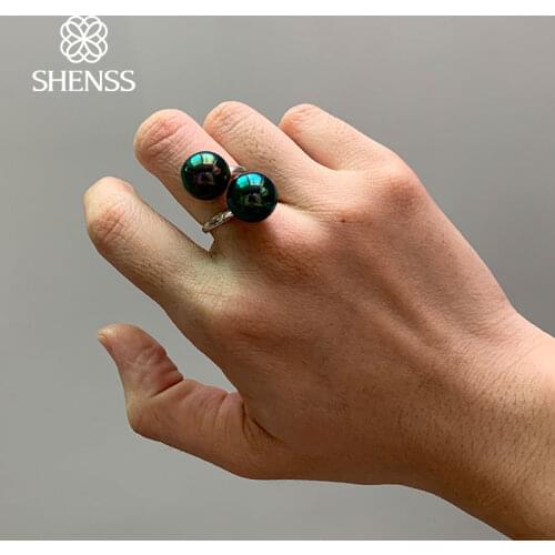 Elegant Quality 925 Sterling Silver Rings Adjustable Colorful Black Fashion 8mm-12mm Shell Pearl Jewelry