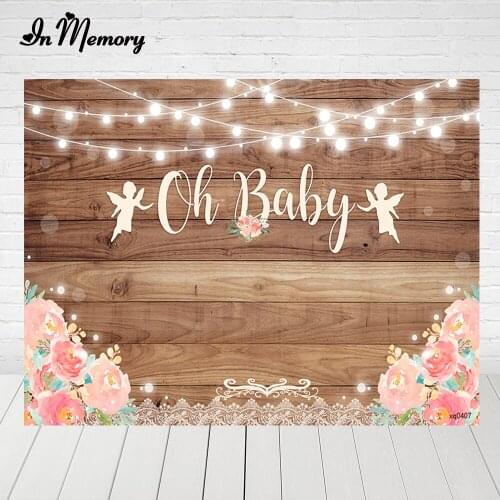 InMemory Retro Wood Flowers Baby Shower Photography Backgrounds Bokeh Light Wedding Bridal Shower Birthday Party Backdrop