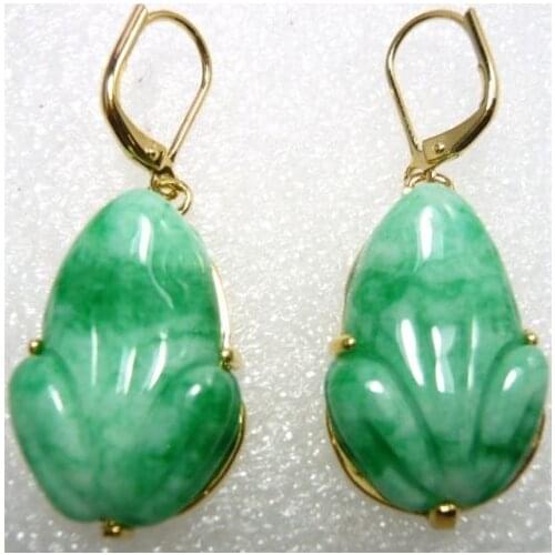 Grade latest word Love real hot sell new - 2 kinds Fancy ladys green stong carved frog beads earrings 925