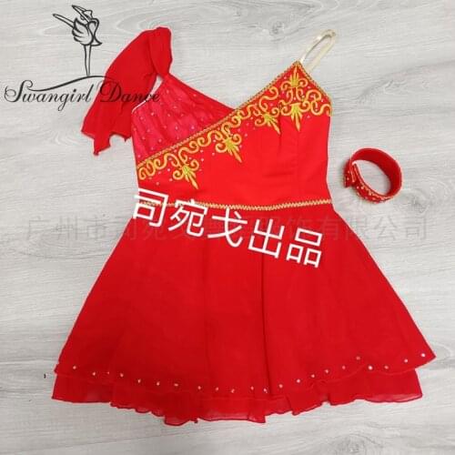 Red Cupid Ballet Cosutmes Girls Professional Ballet Dress Tutu Adult Competition Stage Dress BT4008