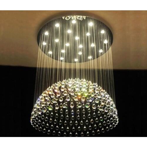 Circular Crystal Pendant Light For Living Room Home Dining Light Lamp Hotel Creative Retro Iron Lamp E14 LED Bulb