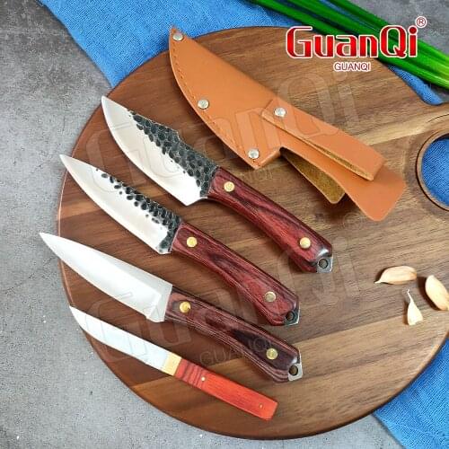 Handmade Boning Kitchen Knife 5Cr15Mov Stainless Steel Fishing Filleting Knives Outdoor Hunting Fixed Blade Knife Meat Cleaver