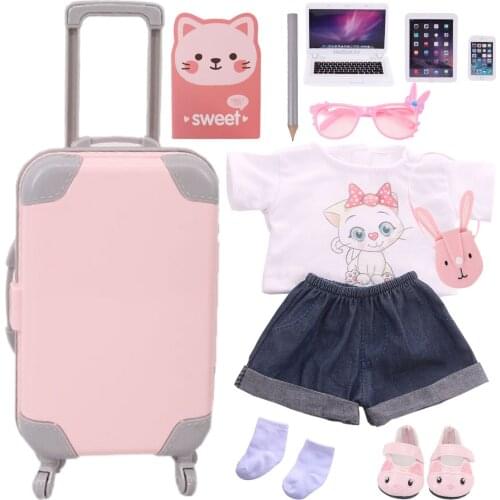 12Pics/Set Cartoon Cotten Skirt Suit For 18 Inch Boy/Girl &43cm Reborn Baby Doll Clothes Accessories,Generation,Girls DIY Toy