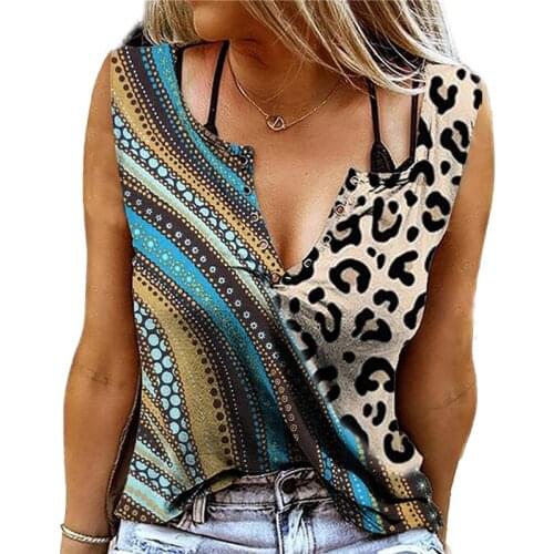 Summer New Vest Top Womens Sexy V Neck Sleeveless T Shirt Printing Short-sleeved Shirt Fashionable Sexy Clothing