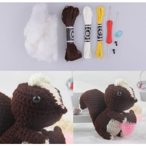Cute Squirrel Amigurumi Crochet Kit - DIY Material Package - Stuffed Doll Making Kit