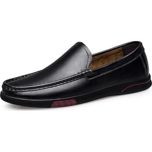 Mens Shoes Casual Cow Leather Low-top Slip On Driving Round-toe Hard-Wearing Comfortable Fashion Classic Light Loafers