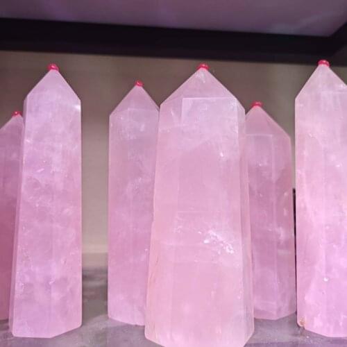 Natural Pink crystal Healing Stone Energy Ore Mineral Obelisk Home Decor Ornaments