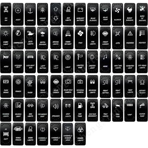 1Piece, Dual White Led Light 12V 24V Car Boat Caravan Rocker Switch Laser Engraving, 5Pin SPST On Off, 7Pin DPDT On Off On