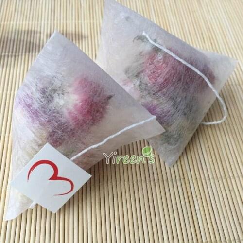 New PLA Biodegraded material! 65 X 80mm Corn Fiber Tea Filters, Pyramid Shape Heat Seal Tea Bags Customized Size and Tag