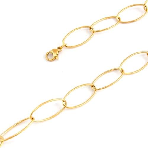 Stainless Steel Oval Unique necklace women/Mens choker big Long O link chain necklace silver/gold color collares de moda 2019