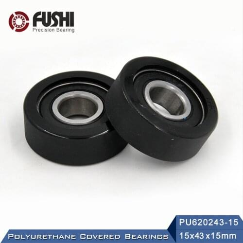 PU 6202 Polyurethane Covered Bearing 15*43*15 mm ( 2 Pcs ) Shaft 15mm PU620243-15 Urethane Cover PU6202 Bearings