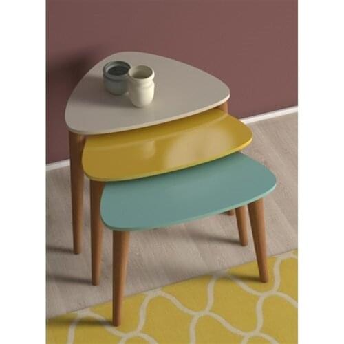 MADE IN TURKEY 3 Pieces Coffee Tables Mini Modern Practical Durable Tea Tables Living Room Zigon Wood Home Accessories