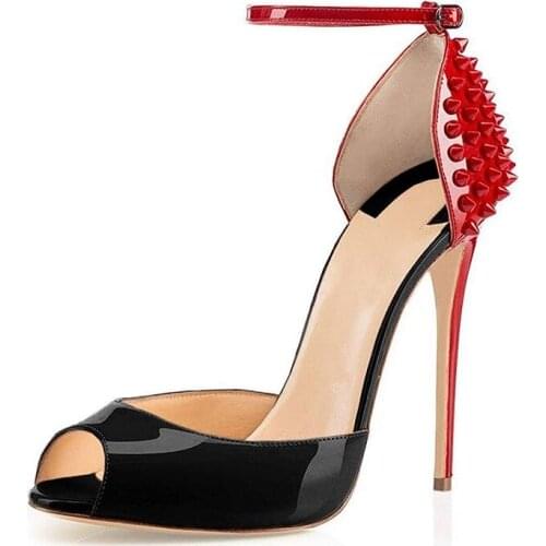 Spring and summer new color matching stiletto rivets fashion banquet dress women sandals custom oversized sexy stage high heels