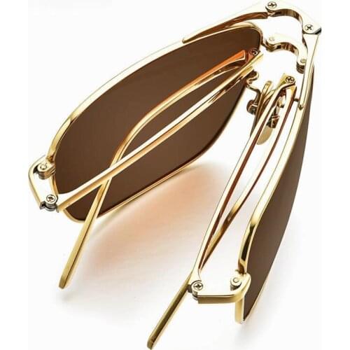 Pure titanium folding sunglasses male ultra-light driver mirror polarizing sunglasses driving square IP plating glasses women