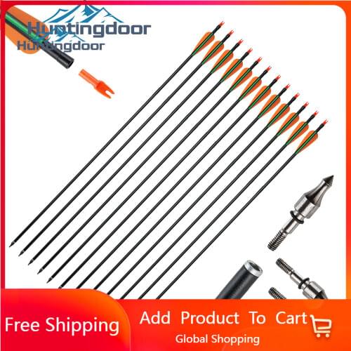 Huntingdoor Glass Fiber Hunting Arrows 80cm Diameter 8mm Plastic Feather Replaceable Arrow Point for Childrens Pratice Archery