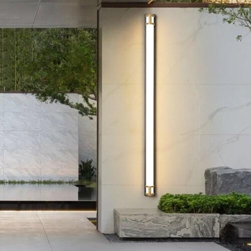 LED Outdoor Wall light Long Wall Light Modern Waterproof IP65 Porch Garden Wall lamp villa Black gold color Sconce Luminaire