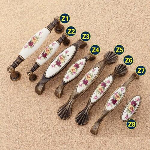 1PC Vintage Bronze Ceramic Cabinet Handles Cupboard Wardrobe Door Drawer Closet Pull Knobs Furniture Hardware Accessories