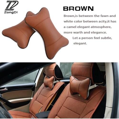 ZD 2PCS For Alfa Romeo 159 BMW E46 E39 E36 E90 Audi A3 A6 C5 A4 B6 B8 Car Headrest Neck Pillow Leather Cushion Auto Accessories