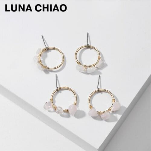 LUNA CHIAO Fashion Jewelry Natural Stone Wraped Circle Dangle Drop Earrings for Women