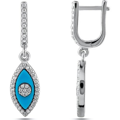 Eye Model Drop Silver Earrings, Social Blue Stone Earrings Multi Stone Women Jewelry Solid 925 Sterling Silver Women For Gifts