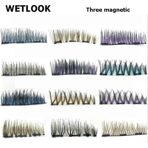 3D Soft Colourful Three Magnetic False fake Eyelashes Fashion Lashes Ultra-Thinner Magnet Eye Lashes Extension Tools C187