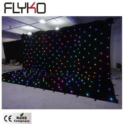 6m high by 10m width flashing star curtain for church wedding stage backdrop