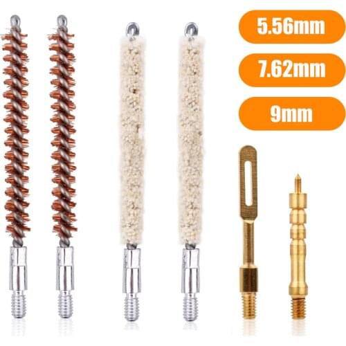 6Pcs/Set Gun Cleaning Kit Tactical Cal.22/30/38 9mm 5.56mm 7.62mm Rifle Pistol Cleaning Tool Airsoft Shotgun Cleaner Brush