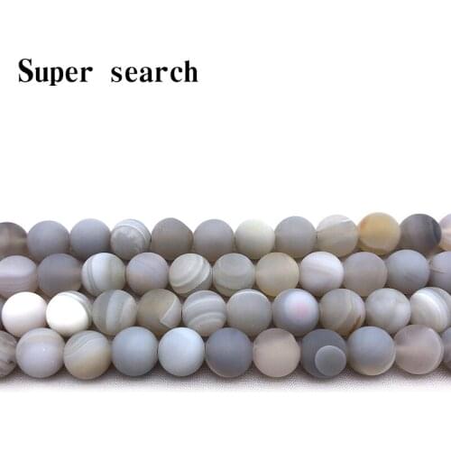 Natural Stone Dull Polish Frosted Gray Stripe Agats Loose Beads 4/6/8/10/12MM Fit Diy For Jewelry Making Earring Pendant Woman