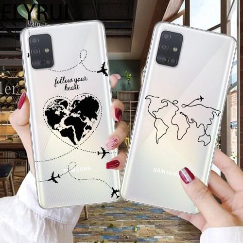 World Map Travel Plane Phone Case for Samsung A72 A52 A32 4G 5G A42 A12 A02 A51 A71 A31 A41 A21S A01 A11 A10 A20 A30 A40 A50 A70