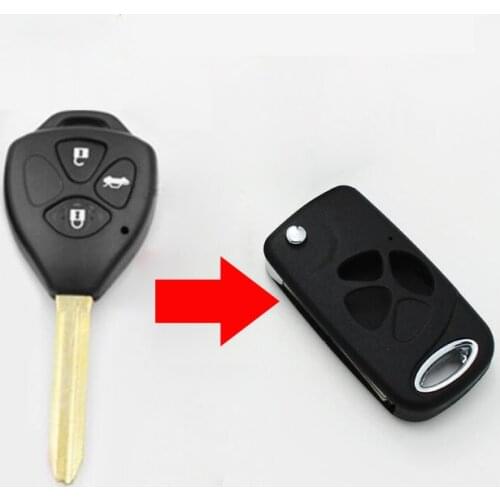 5PCS/lot For 3 Buttons Modified Folding Flip Remote Key Shell Case For Toyota Camry Reiz Corolla Crown Key Fob Cover
