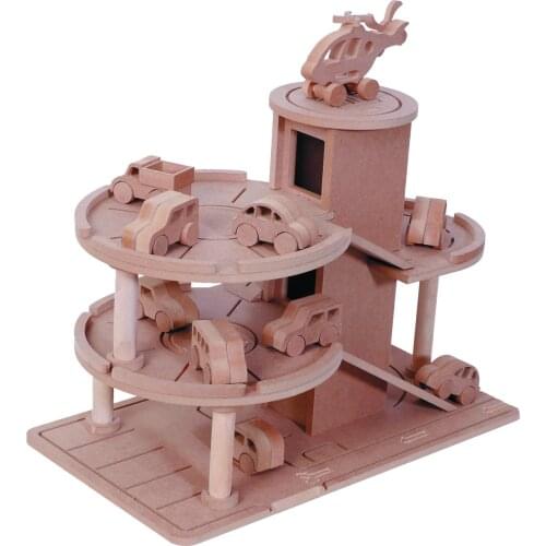 Wood Trolley Layer Parking Garage Toy And Car Male Child Toy Set Gift Birthday Cognitive Ability Developer