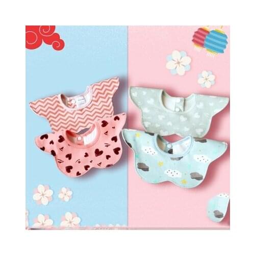 Baby Cotton Swabs 360 Degree Rotation Double Snaps Bibs Pattern Round Waterproof Bibs Baby Spitted towels bib