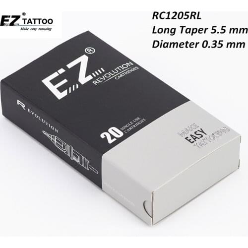 RC1205RL EZ Revolution Tattoo Needle Cartridges Rould Liner #12 Regular Long Taper (5.5mm) for Cartridge Tattoo Machine & Grips