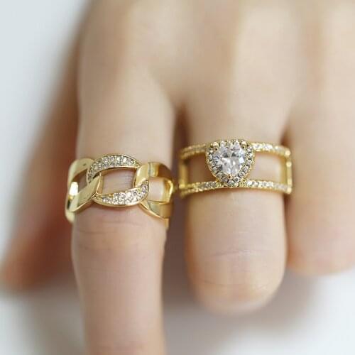 Geometric Rings For Women Fashion Women Heart Cubic Zirconia Rings Girl Jewelry Gift Twist Ring Adjustable Wedding Bridal Party