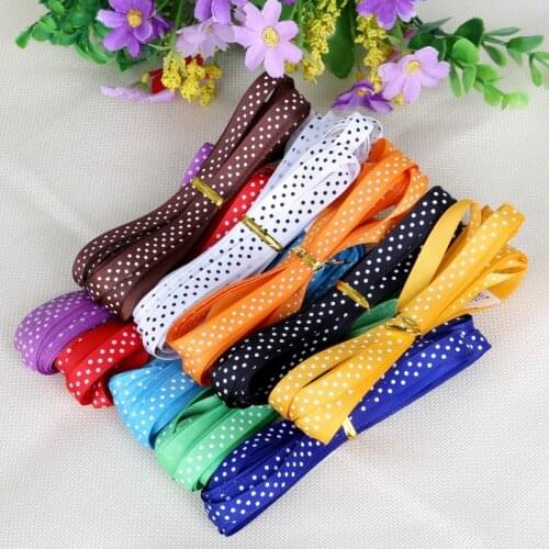 HOT 3/8" (10MM) Dot Printed Grosgrain Ribbon Webbing Headband Decoration For Craft Bows Garments Accessory 5 yard