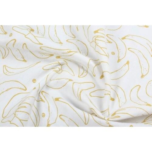 Fruit White Banana Printed Cotton Fabric for DIY Sewing Cloth Bedding Quilting Home Decoration