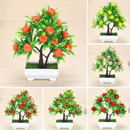 Artificial Plant Potted with Foam Fruit Artificial flower Bonsai for Home Living Room Tabletop Decoration