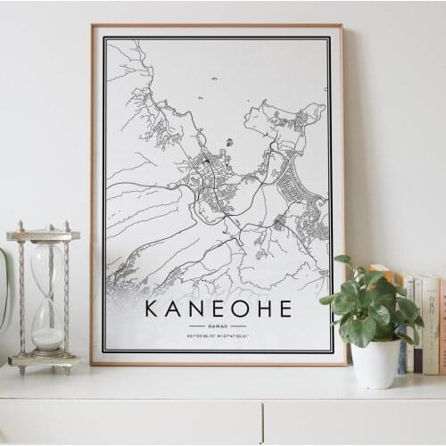 KANEOHE Hawaii HI USA city map Nordic Living Room Decoration Canvas Poster Modern Home Decor Art Print Painting