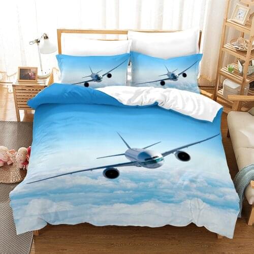 Print Airplanes Bedding Set for Boy Quilt Cover Pillowcases Kids,twin Full Queen Young People Bedroom Bed Linens Set 100% Cotton