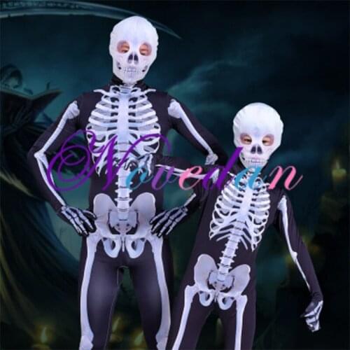 Halloween Skeleton Cosplay Costumes Role Playing Adult Parent-child Clothing Tight Bodysuit
