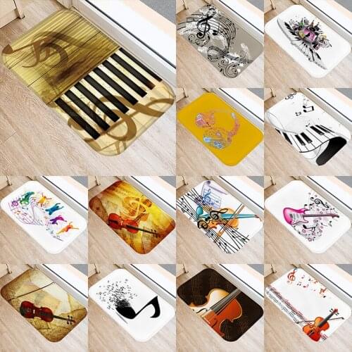 Music Pattern Kitchen Entrance 40*60cm Door Mat Coral Velvet Carpet Doormat Indoor Floor Mats Colorful Anti-Slip Rug 48056
