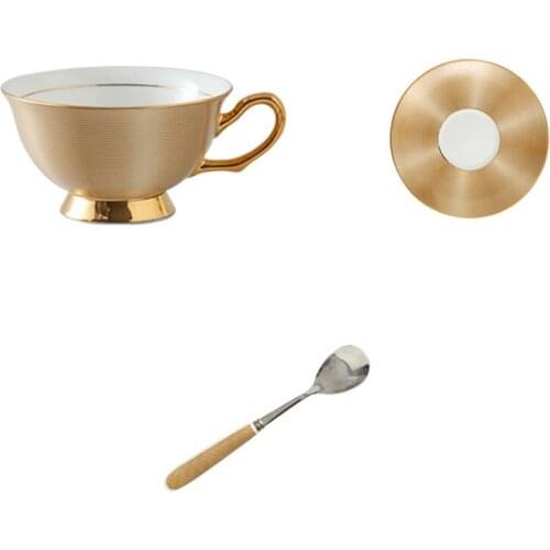 Creative Gold Rimmed Silver Rimmed Bone China Coffee Cup Plate Ceramic Suit Black Tea Cup American Afternoon Tea Cup
