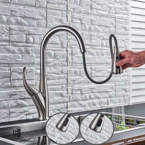 Kitchen Faucets Silver Single Handle Pull Out Kitchen Tap Single Hole Handle Swivel 360 Degree Water Mixer Tap Mixer Tap