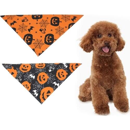 Legendog 2pcs Pumpkin Dog Bandana Halloween Cotton Adjustable Pet Dogs Scarf Bandanas Pet Colallar Pet Shop Dog Accessories