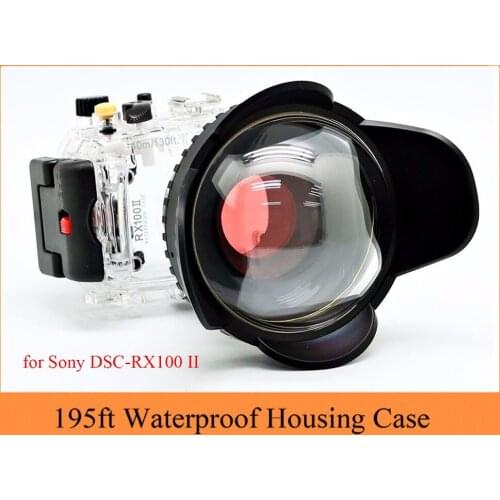 Meikon 40m/130ft Waterproof Housing Case for Sony RX100 II,Camera Underwater Bag with Fisheye Wide Angle Lens for Sony RX100 II