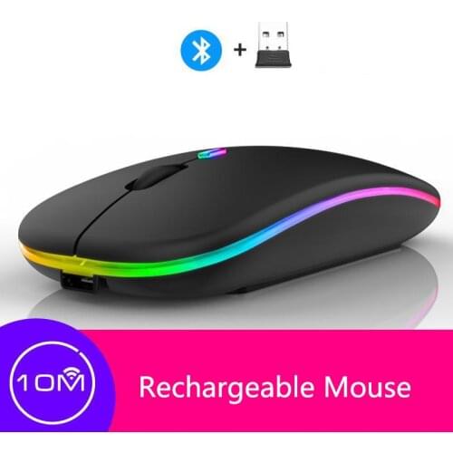 2.4Ghz Wireless Mouse RGB Light Gaming Computer Silent Mause Ergonomic 1600 DPI USB Optical Ultra Thin Mice For Laptop PC Gift