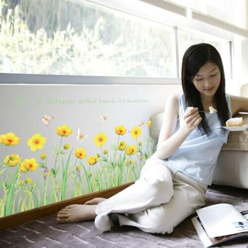 Plant flowers skirting line wall sticker PVC Material DIY wall decals For Bedroom Glass window bathroom Baseboard decor sticker